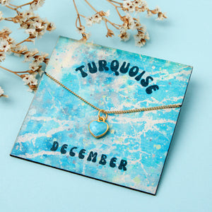 Gold Plated December Turquoise Necklace Card