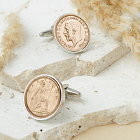 Farthing 90th 1935 Birthday Coin Cufflinks