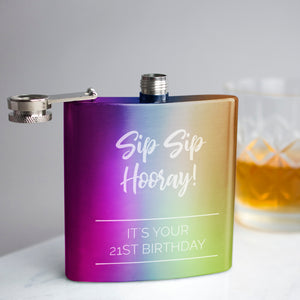 Sip Sip Hooray' Personalised Birthday Hip Flask