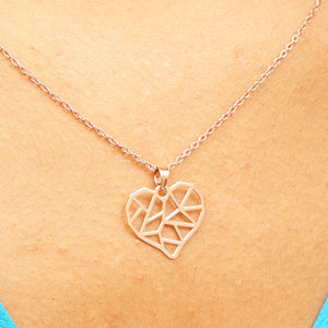 Rose Gold Laser Cut Geometric Heart Necklace