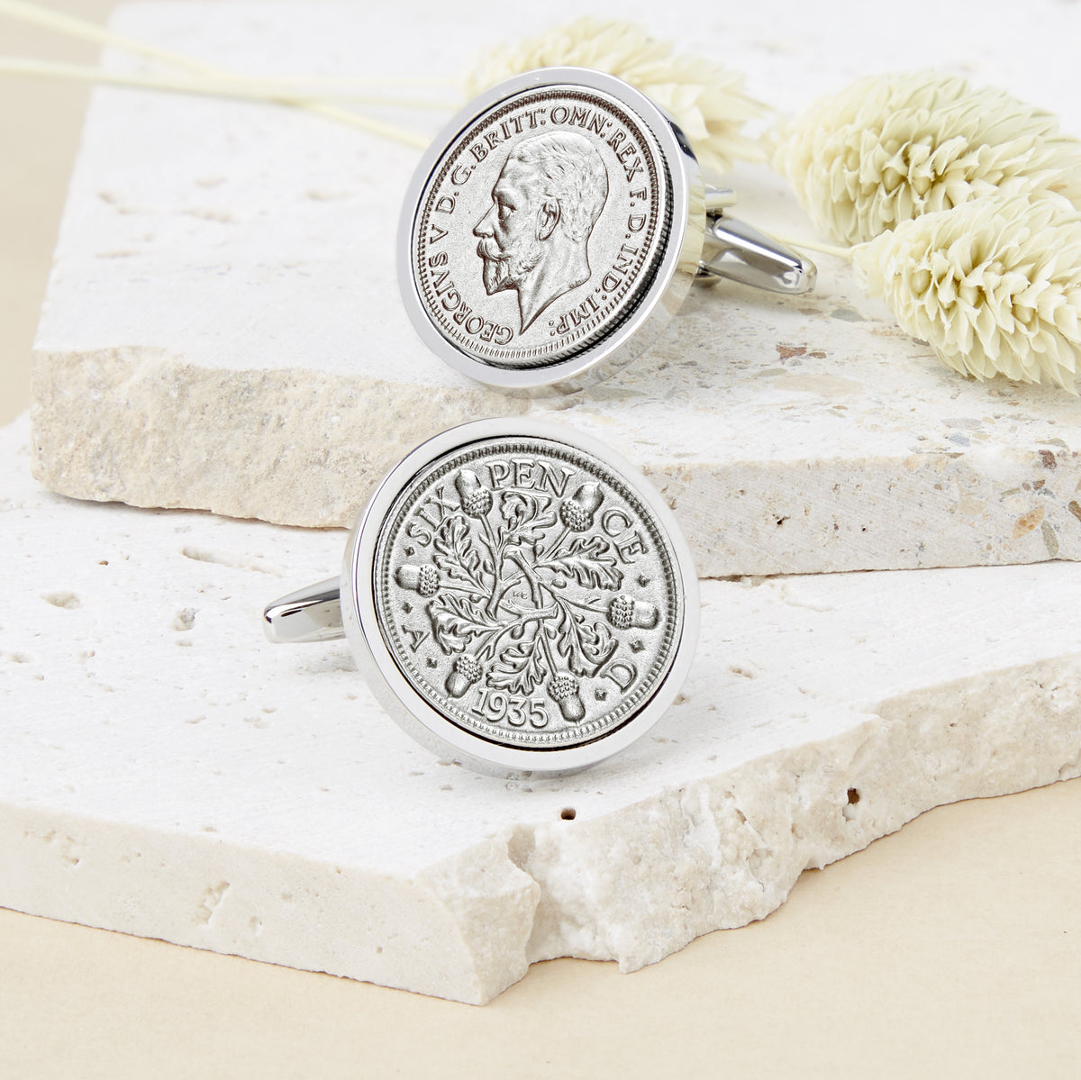 90th Birthday 1935 Sixpence Coin Cufflinks