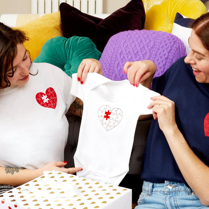 Heart Jigsaw Matching Tshirt Set for Mum and Baby