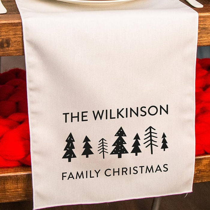 Personalised Scandi Trees Christmas Table Runner