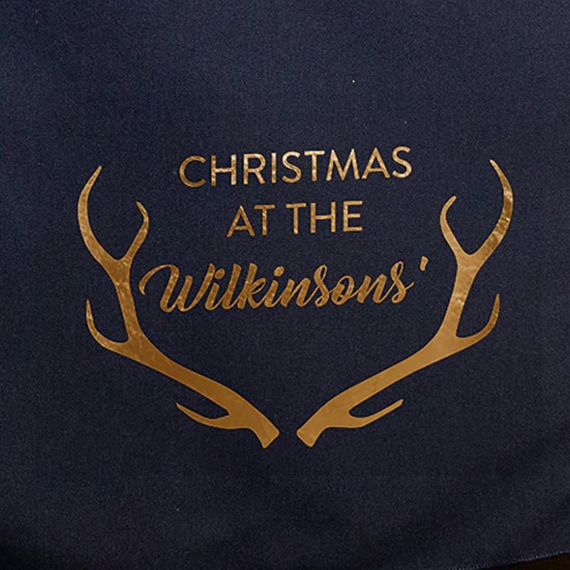 'Christmas at the' Personalised Antlers Christmas Table Runner