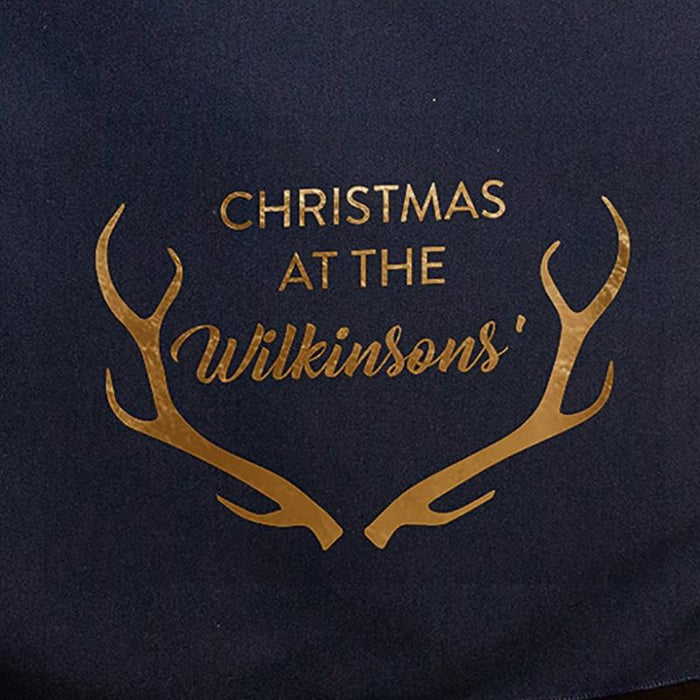 'Christmas at the' Personalised Antlers Christmas Table Runner