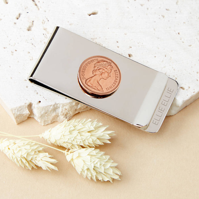 50th Birthday 1975 Half penny Coin Money Clip