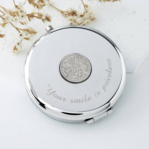 70th Birthday 1954 Sixpence Coin Compact Mirror