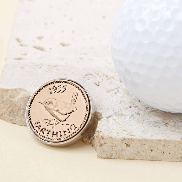 70th Birthday 1955 Farthing Coin Golf Marker
