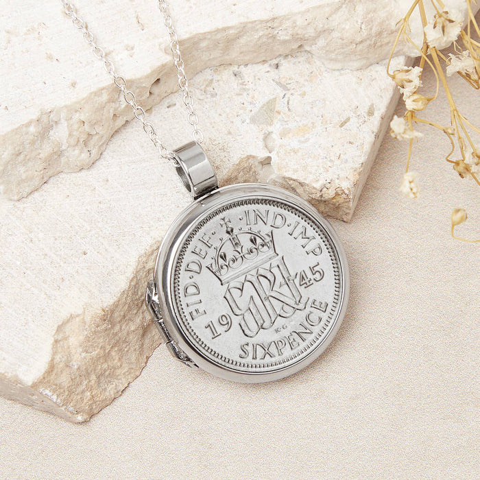 80th Birthday 1945 Sixpence Locket Necklace