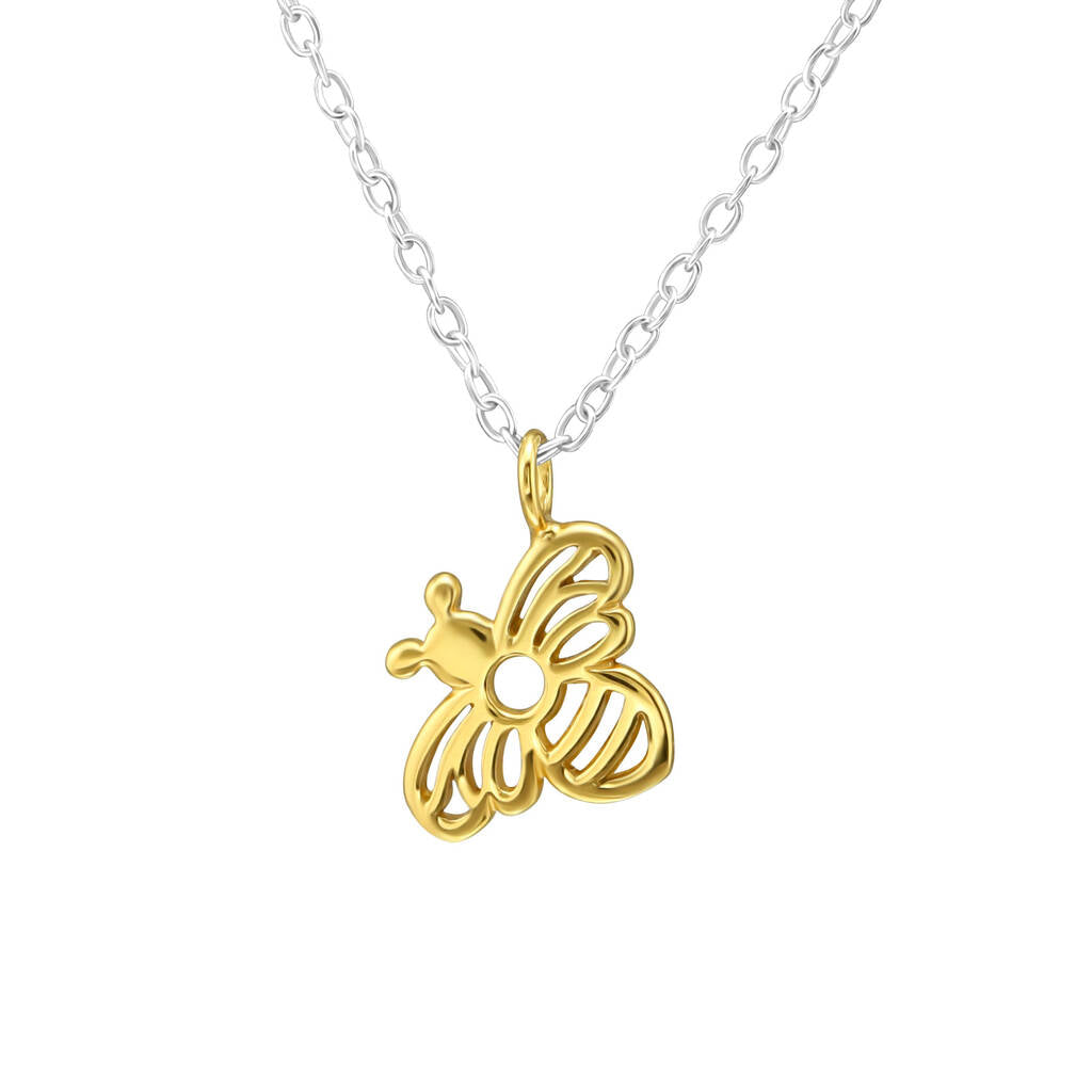 Classic Sterling Silver And Gold Queen Bee Necklace