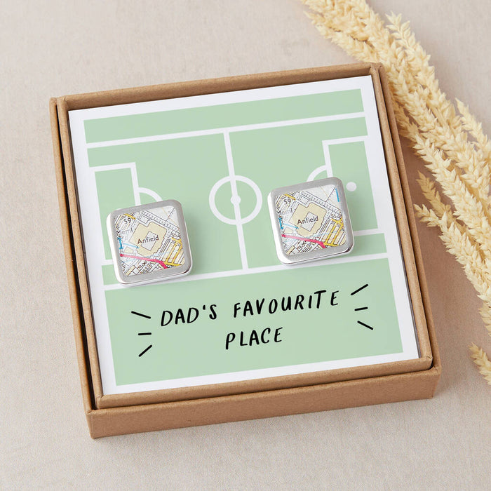 Dad's Favourite Place Football Stadium Map Cufflinks