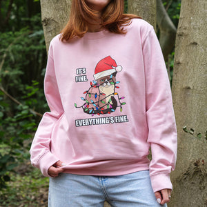 Everything's Fine Tangled Cat Christmas Sweatshirt