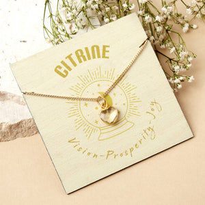 Healing Citrine Heart Gemstone Gold Plated Necklace
