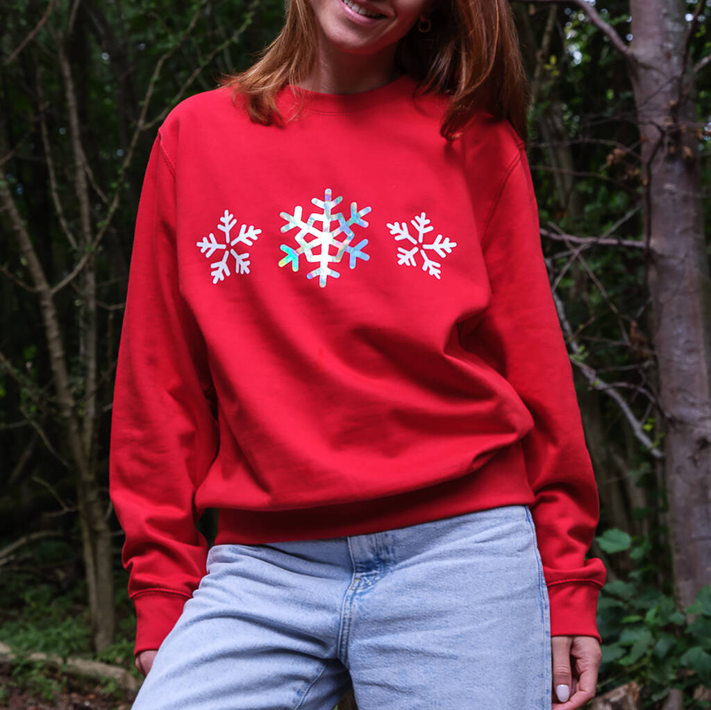 Holographic Snowflakes Christmas Jumper Sweatshirt – Ellie Ellie