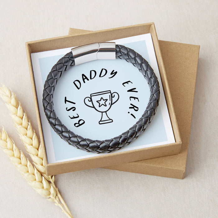 Mens Personalised Dad / Daddy Est. Leather Bracelet