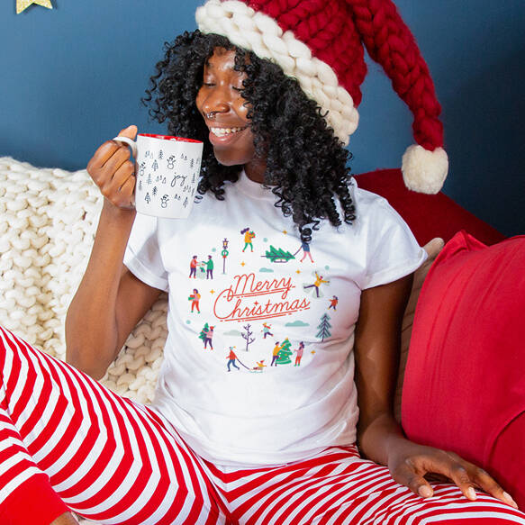 Merry Christmas Retro Festive Scene Christmas Pyjama Set – Ellie Ellie