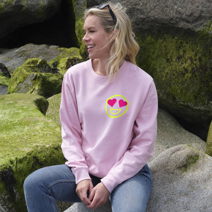Neon Heart Eyes Emoji Sweatshirt