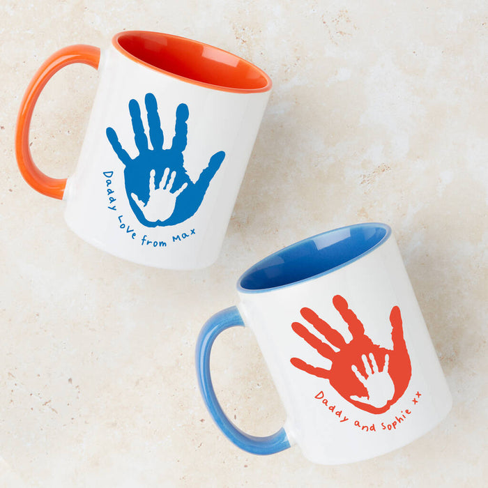 Personalised Daddy And Me Handprints Father's Day Mug