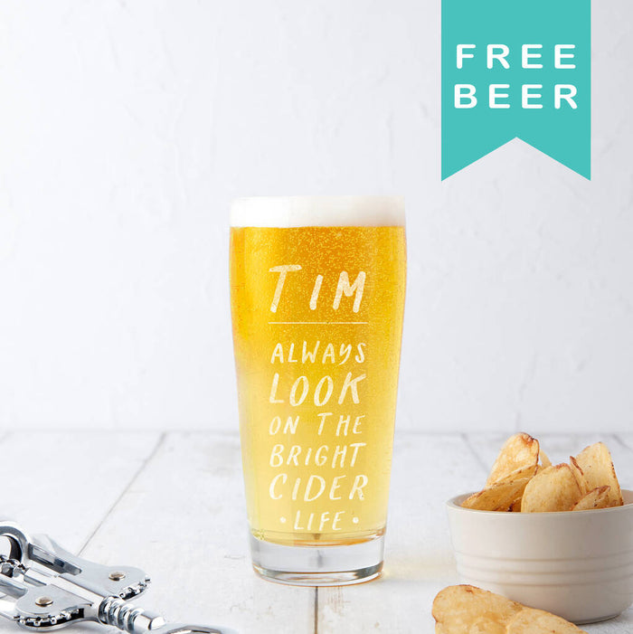 Personalised Name 'Bright Cider Life' Pint Glass