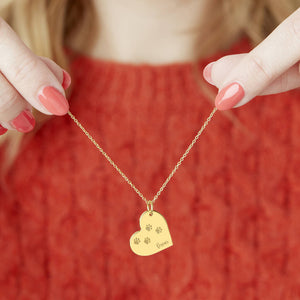 Personalised Pet Remembrance Gold Heart Necklace