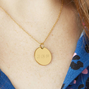 Personalised Special Date Gold Plated Disc Necklace
