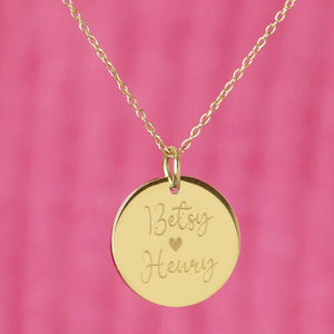 Personalised Couples Name Silver Plated Disc Necklace