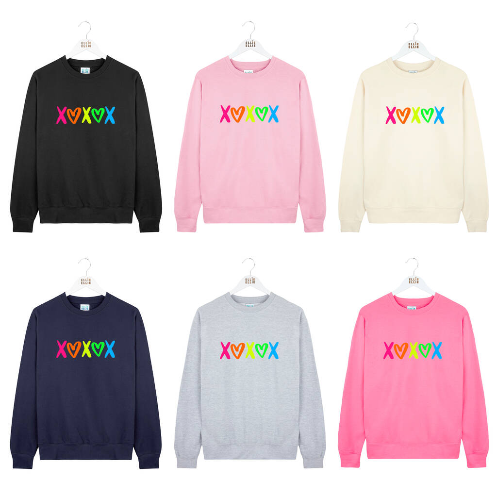 Rainbow Neon Xoxox Hugs And Kisses Sweatshirt