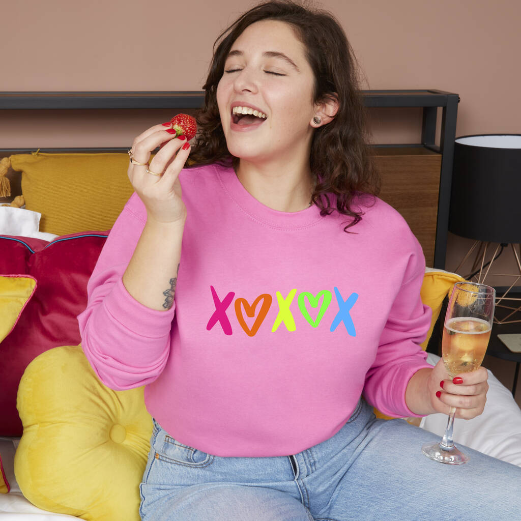 Rainbow Neon Xoxox Hugs And Kisses Sweatshirt