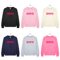 Red And Pink Neon Xoxox Hugs And Kisses Sweatshirt