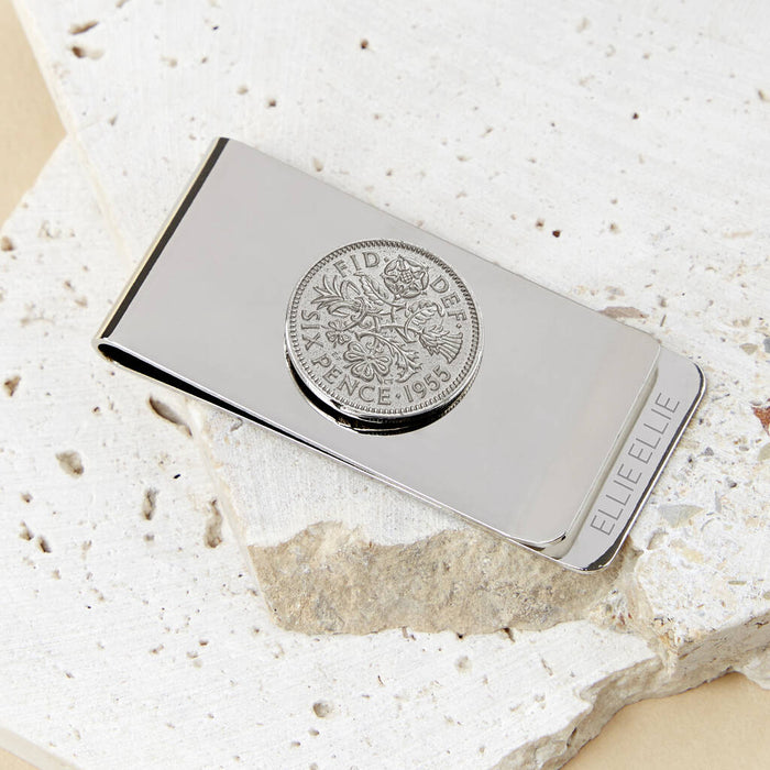 Sixpence 1955 70th Birthday Coin Money Clip