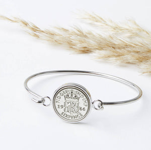 Sixpence Year Coin Bangle Bracelet 1928 To 1967