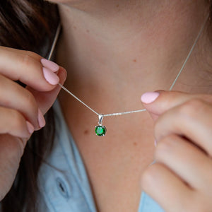 May Birthstone - Emerald Sterling Silver Necklace