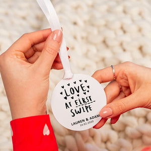 Personalised 'Love At First Swipe' Hanging Decoration