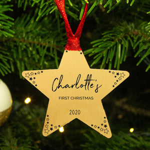 Personalised 'Baby's First Christmas' Star Decoration