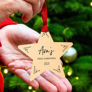 Personalised 'Baby's First Christmas' Star Decoration