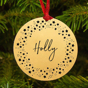 Personalised Name Star Wreath Christmas Decoration