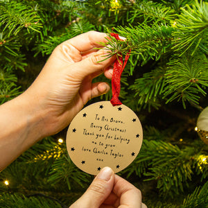 Personalised Message Gold Christmas Decoration