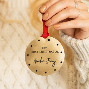 Personalised 'First Christmas As Aunty' Decoration