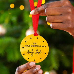 Personalised 'First Christmas As Aunty' Decoration
