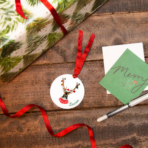 Personalised Christmas Reindeer Reusable Gift Tag