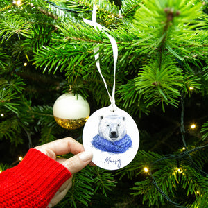 Personalised Christmas Polar Bear Christmas Decoration