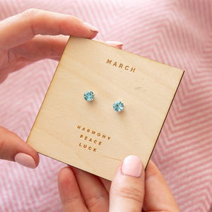 March Birthstone - Aquamarine Sterling Silver Earrings Characteristic Card