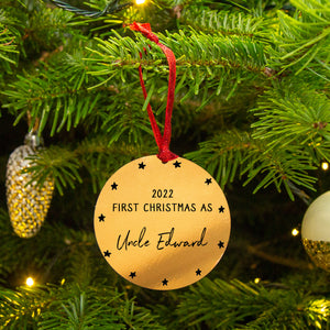 Personalised 'First Christmas As Uncle' Decoration