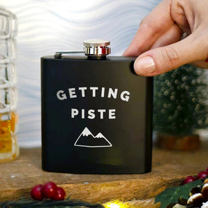 'Getting Piste' Engraved Hip Flask
