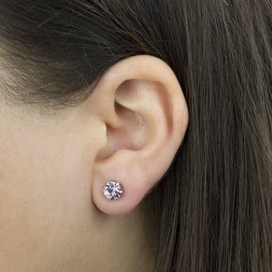 June Birthstone - Light Amethyst Sterling Silver Crystal Stud Earrings