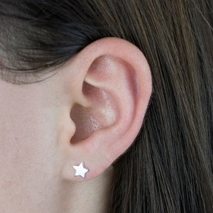 Classic Sterling Silver Star Stud Earrings