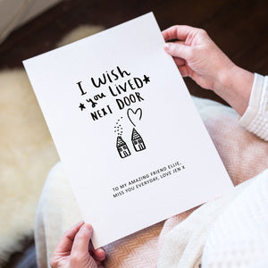 Personalised 'I Wish You Lived Next Door' Artwork Print