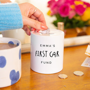 First Car Personalised Name Money Box Savings Fund