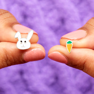 Easter Rabbit and Carrot Earring Studs