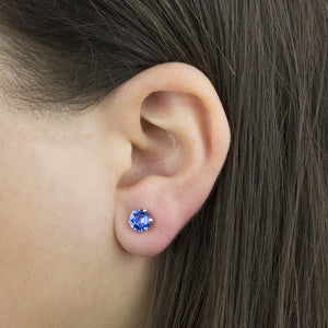 September Birthstone - Sapphire Sterling Silver Crystal Stud Earrings